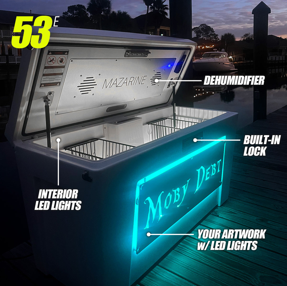 MAZARINE 53 E compact powered marine dock box
